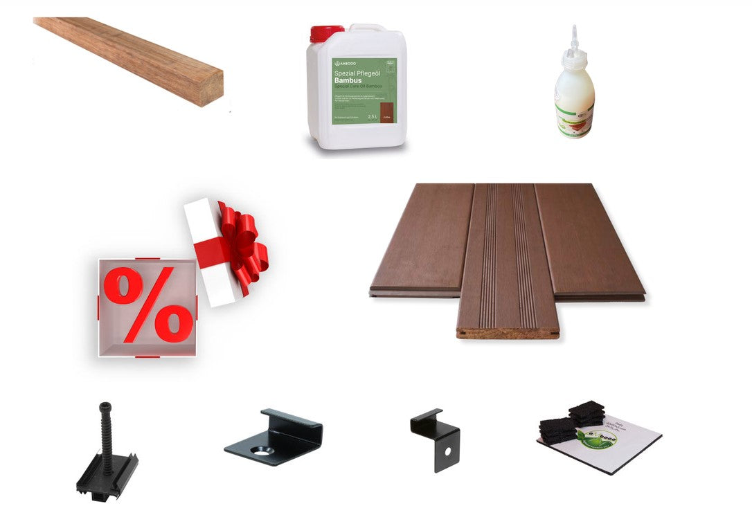 aMbooo Bambus Terrassen Komplettpaket Ipe