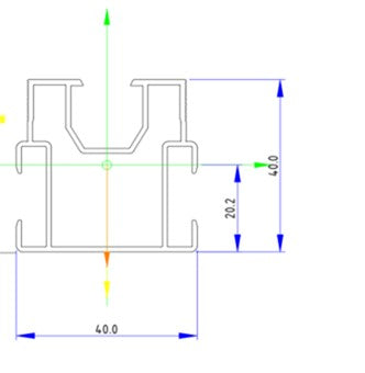 Maßzeichnung der Aluminium Unterkonstrukton 40x40x2200 mm von AMBOOO.