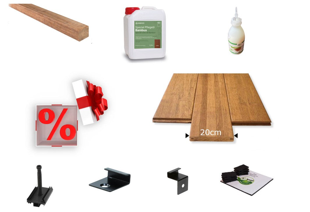 Terrassen aus Bambus  Komplettsparset Desaro Natur von aMbooo.