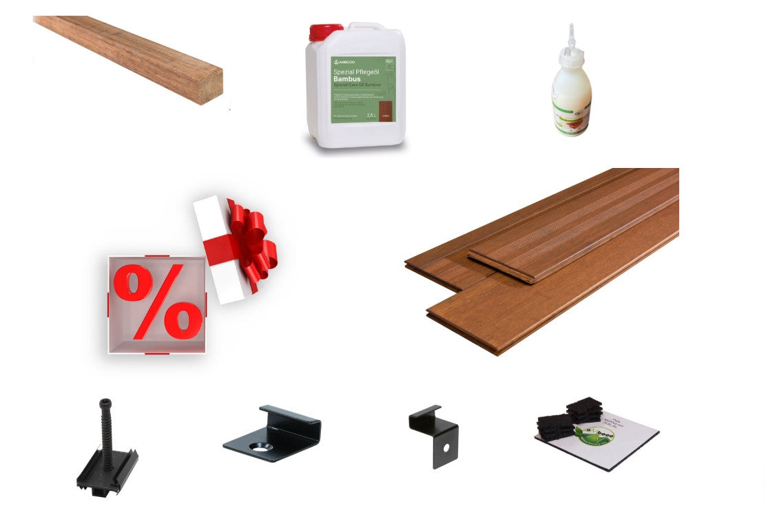 Terrassendielen aus Bambus - aMbooo Komplettspar Set Typ Supreme.