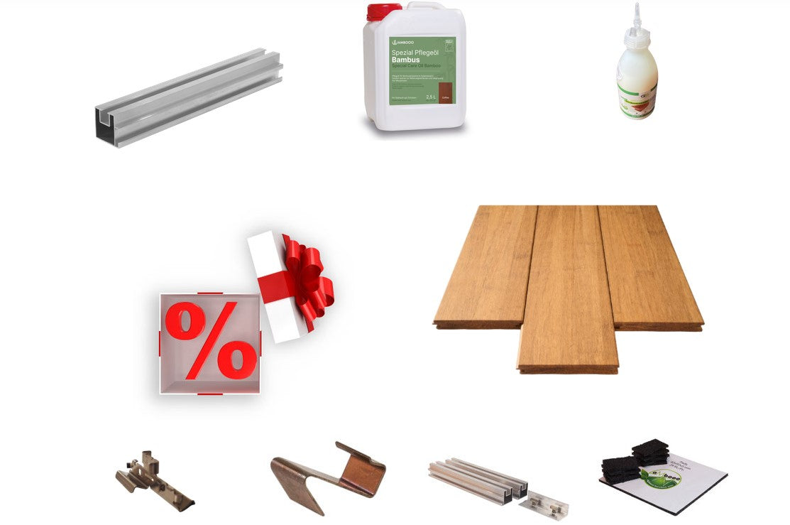 Das aMbooo Terrassendielen aus Bambus, Closeddecking  Sparpaket Colon mit einer Unterkonstruktion aus Aluminium.
