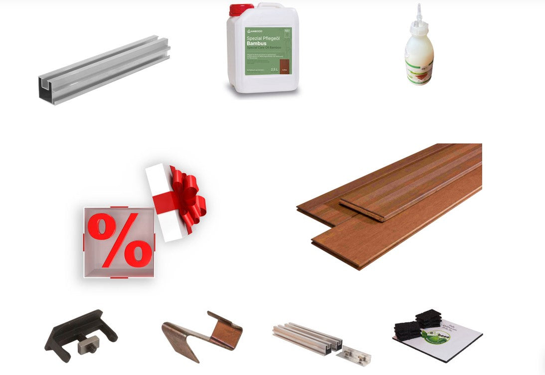 Das Terrassendielen aus Bambus Set von aMbooo mit einer ALuminium Unterkonstruktion und Bambusdielen Supreme.