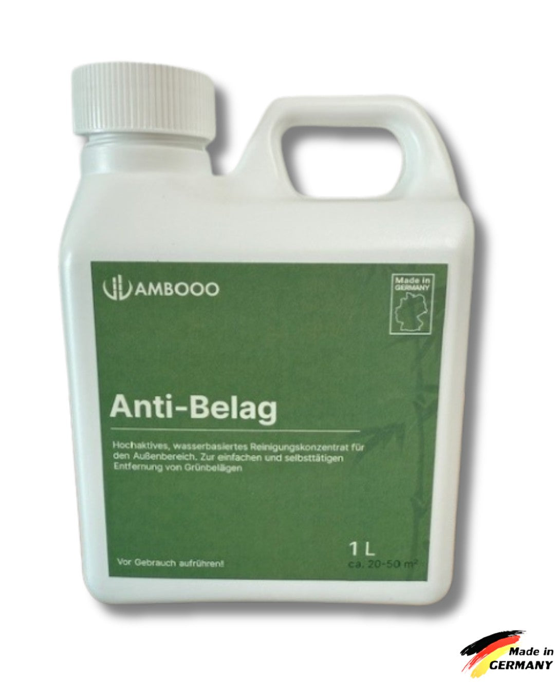 Der aMbooo Anti Belag Reiniger für Terrassen.
